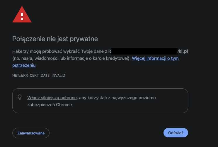 Wygaśnięty certyfikat SSL