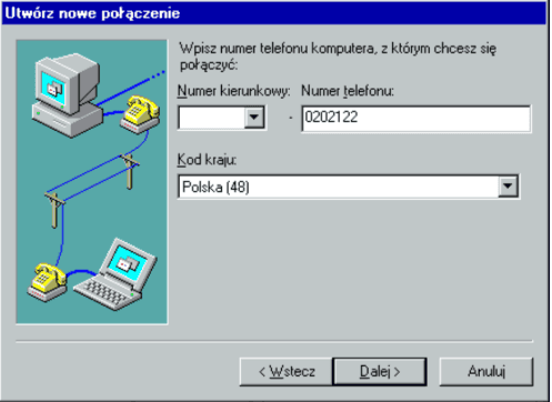 Zestawianie połączenia dial-up przez modem