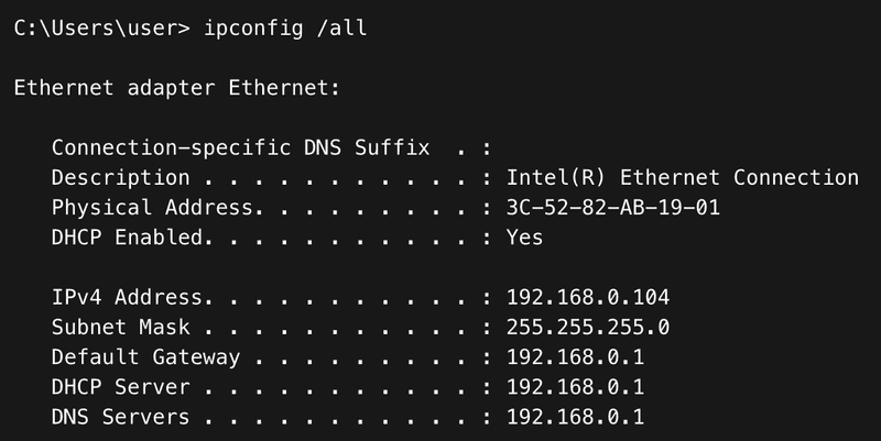 Błędny DHCP – prywatny router – screen przykładowy