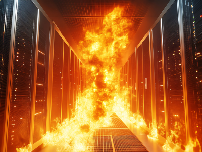 Ilustracja przedstawiająca schematykę Disaster Recovery Plan z ikonami serwerów i backupów danych.
